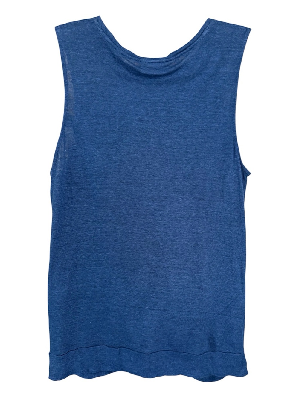 Jill Love Linen Sleeveless Tank Top Twist Front Blue Shirt Size Small - Picture 2 of 8